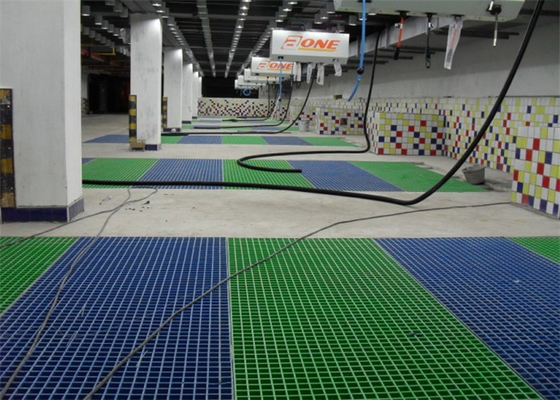 Pencucian Mobil Jaring Walkway Fiberglas, Kisi-Kisi Drainase Fiberglas yang Mudah Dibersihkan