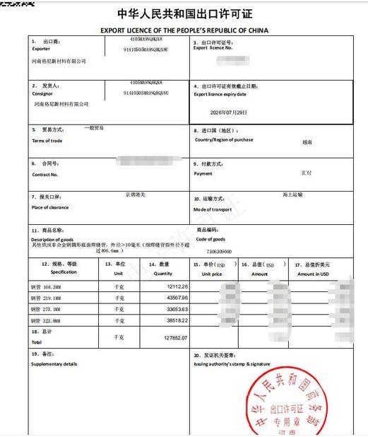 Cina Gnee Steel (tianjin) Co., Ltd Sertifikasi